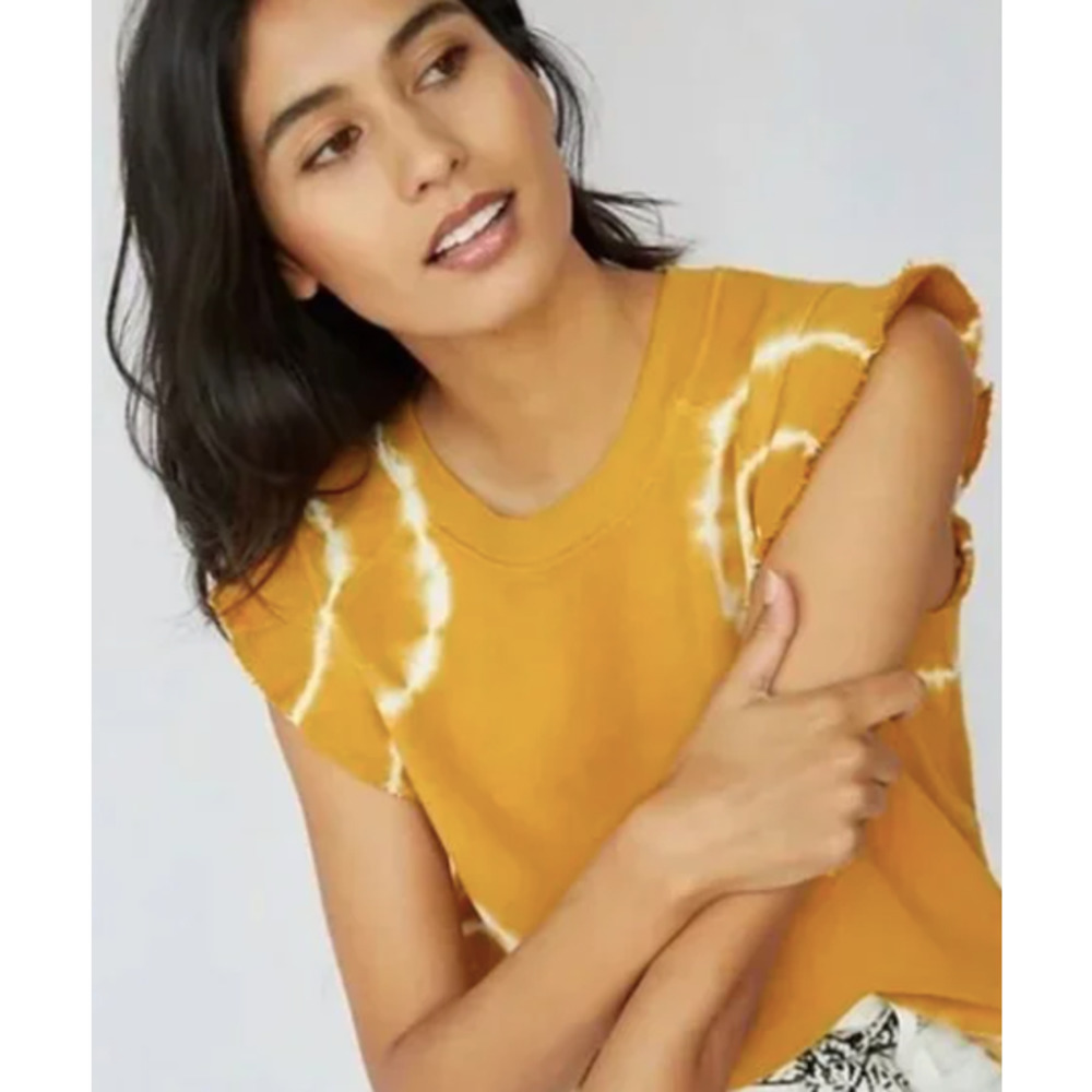 Anthropologie t.la Sleeveless Tie Dye Sweatshirt Yellow Size XS NEW